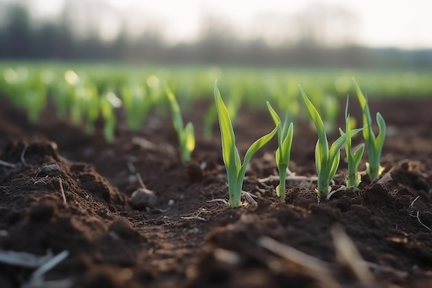 De jeunes pousses vertes du Jour de la Terre ont germé du sol