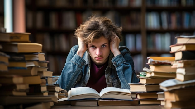 Jeunes sans-abri étudiant dans une bibliothèque avec un espace vide pour le texte