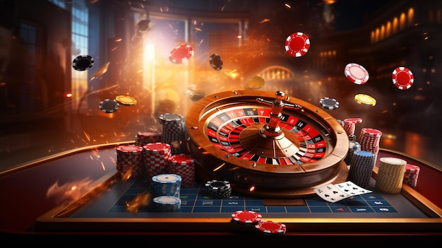 Des jeux de casino sur fond de bannière illustration 3D