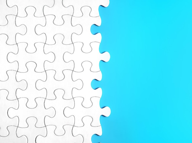 Jigsaw Puzzle sur fond bleu avec copie espace stratégie d'entreprise travail d'équipe et résolution de problèmes con