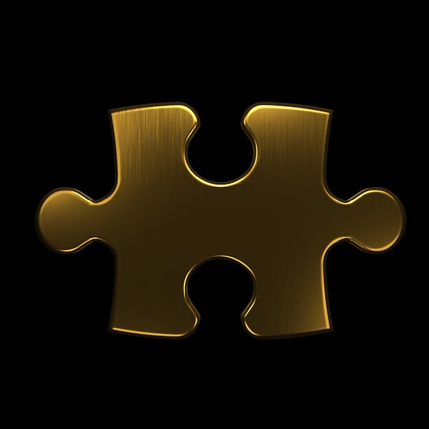 Jigsaw Puzzle Gold Icône 3D rendu Illustration