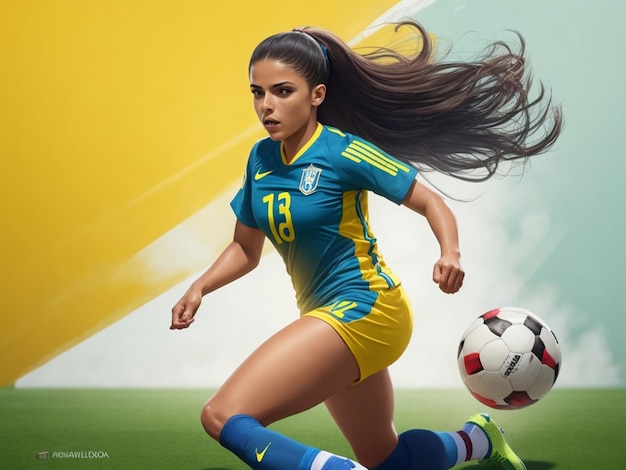 jogadora de football féminine créative Conceito pour une Copa du Monde