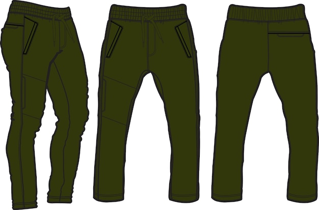 Jogger croquis plat modèle vecteur illustration de pantalon mode masculin