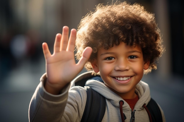 La joie de la connexion : un enfant et ses high five. Génératif par Ai