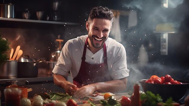 Photo la joie de cuisiner capturée comme un chef sourit