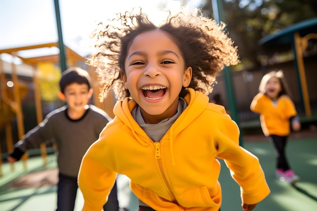 joie et excitation des élèves pendant la récréation en plein air élèves jouant à l'école