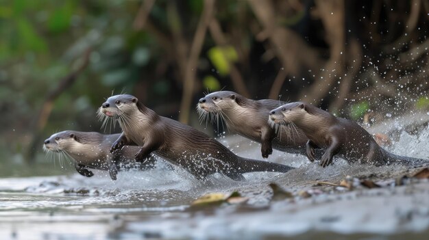 Photo la joie des loutres de rivière