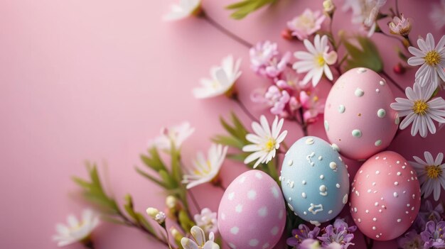 Joie de Pâques au paradis des œufs pastel avec un grand espace de copie