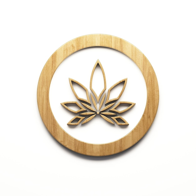 Joint de plante de cannabis en icône linéaire sinueuse de couleur bois isolé sur fond blanc Illustration de rendu 3D