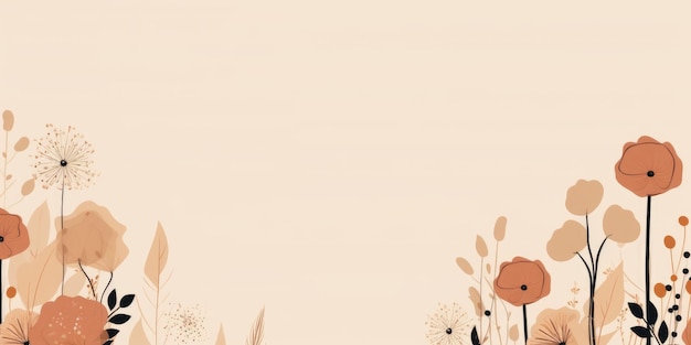 Joli abstrait beige simple griffon dessin animé fond de conception florale magnifique IA générative AIG32