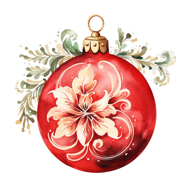 Joli aquarelle décoration d'arbre de Noël ornement illustration pour Noël