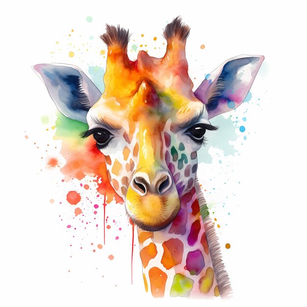 Joli bébé girafe animal aquarelle isolé sur fond blanc