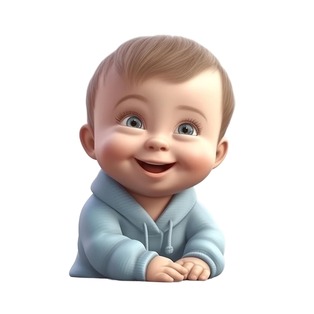 Joli bébé souriant garçon visage fond isolé transparent AI