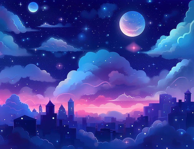 joli ciel nocturne avec illustration d'étoiles pour enfants