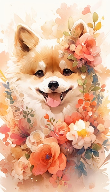 Joli concept de canine et de fleur pour votre projet