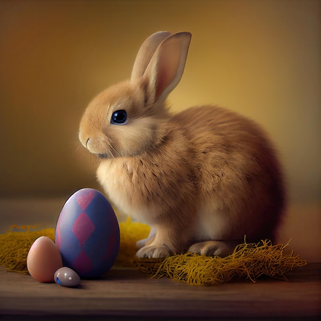 Joli concept de carte de voeux de lapin de Pâques réalisé avec l'IA générative