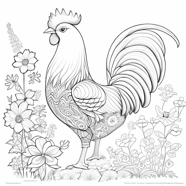 Photo un joli coq dala suédois pour un livre de coloriage