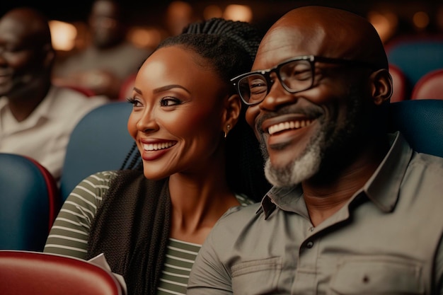 Joli couple afro-américain au cinéma généré par l'IA