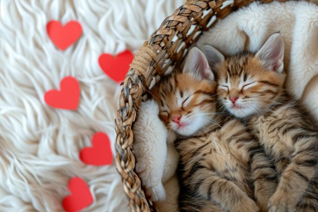 Joli couple de chats aiment la Saint Valentin Pragma