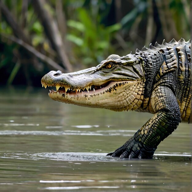 Joli crocodile debout dans le Sundarban du Bangladesh image de photographie Ai généré de l'art