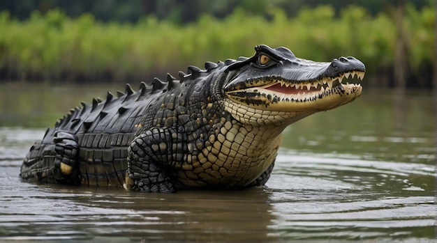 Joli crocodile debout dans le Sundarban du Bangladesh image de photographie Ai généré de l'art