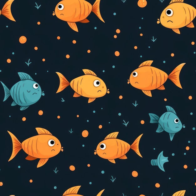 joli dessin animé de motif de poissons orange pour une fluidité parfaite