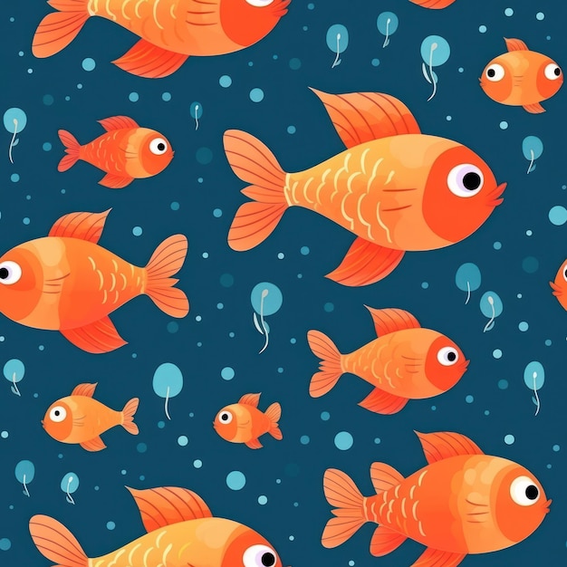 joli dessin animé de motif de poissons orange pour une fluidité parfaite