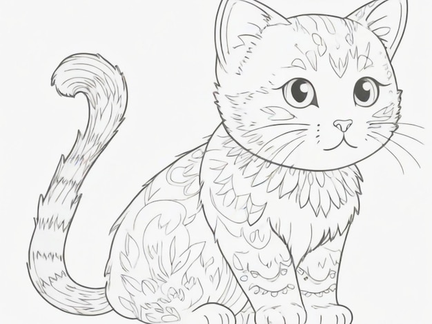 Photo un joli dessin de chat pour enfants à colorier