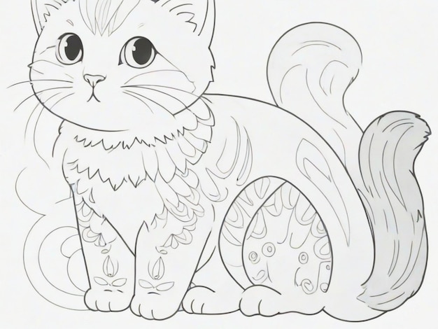 Photo un joli dessin de chat pour enfants à colorier