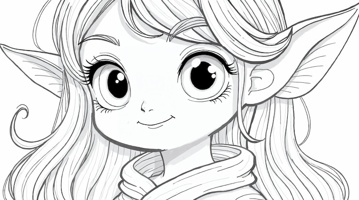 Photo un joli dessin d'une fille elfe d'anime