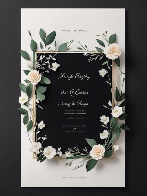 Photo joli et élégant modèle de carte d'invitation de mariage florale