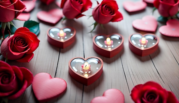 Joli fond de cœur fond de jour de la Saint-Valentin avec des cœurs rouges bandeau d'amour mignon cœurs 3D