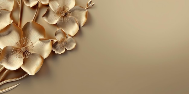 Joli fond de design floral métallique abstrait et brillant en or Joli fond d'AI générative AIG32