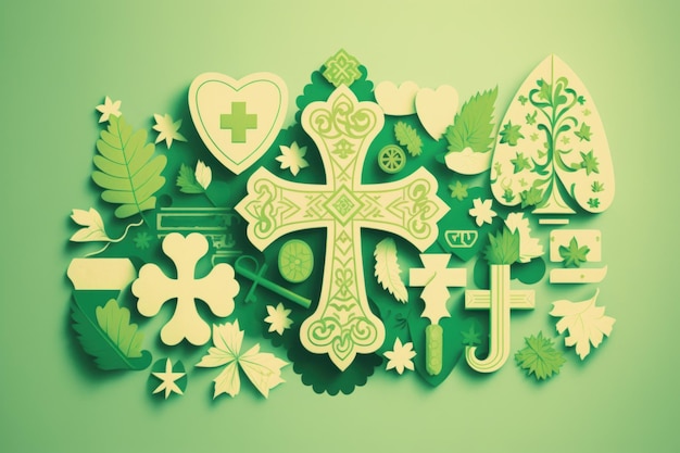 Joli fond d'écran de carte d'illustration de la conception de la Saint-Patrick sur fond vert pastel