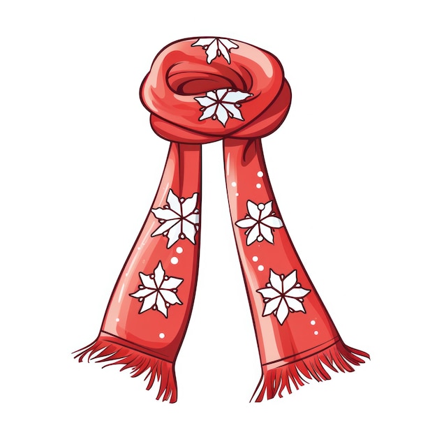 Photo un joli foulard rouge d'hiver art de ligne simple avec de la couleur sur un fond blanc isolé