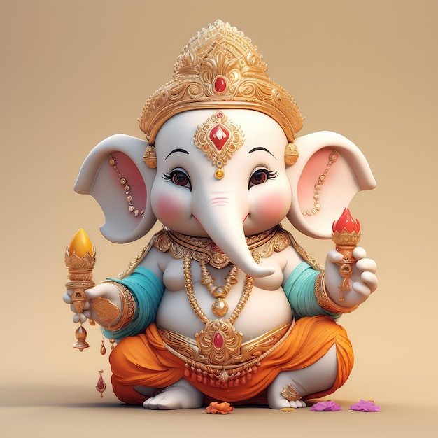 Un joli Ganesha 3D blanc