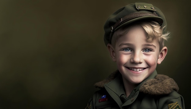 Joli garçon en uniforme militaire par IA générative
