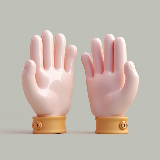 Joli geste de la main en 3D sur un fond isolé Des mains de dessin animé rendent une illustration générée