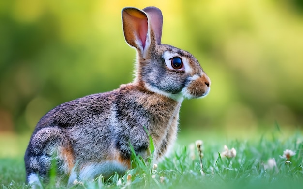 joli lapin jouant dans l'herbe