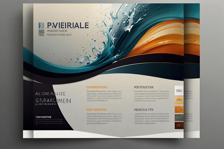 Photo joli modèle de dépliant d'affaires professionnel ou conception de brochure avec des vagues élégantes