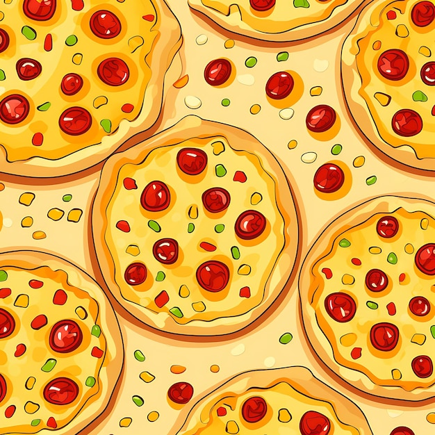 un joli motif de pizza jaune et rouge