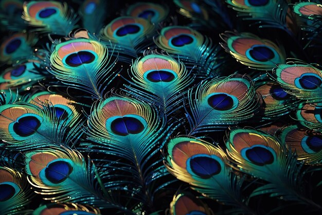 Photo joli motif de plumes de paon avec un style en gradient