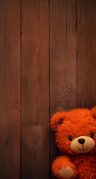 Photo un joli ours en peluche repose gracieusement sur un fond en bois