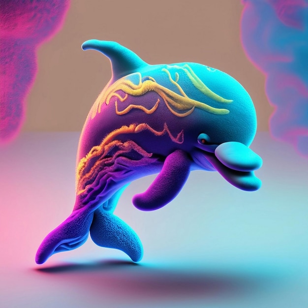 Joli personnage de dauphin de dessin animé 3D
