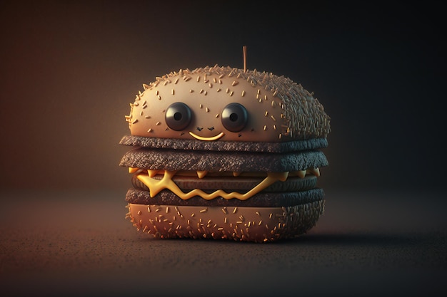 Joli personnage de hamburgers grillés