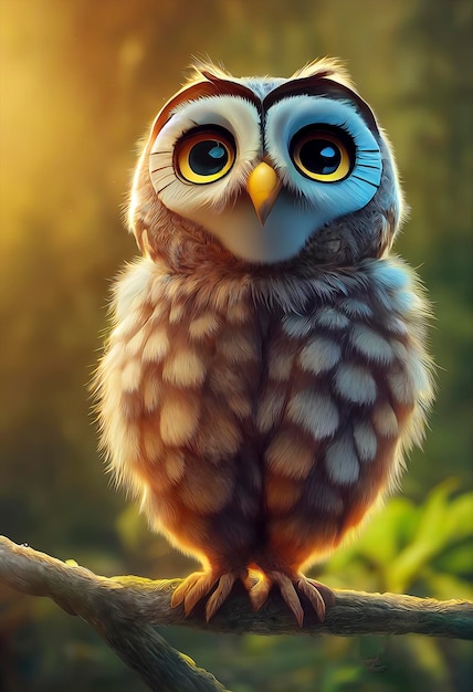 Joli personnage de hibou prenant vie dans une charmante illustration AIGenerated