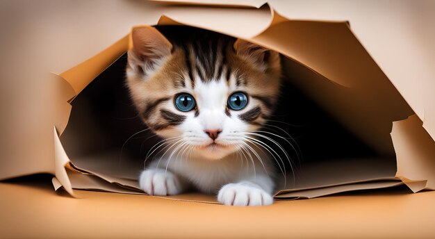 Joli petit chaton jouant avec du papier