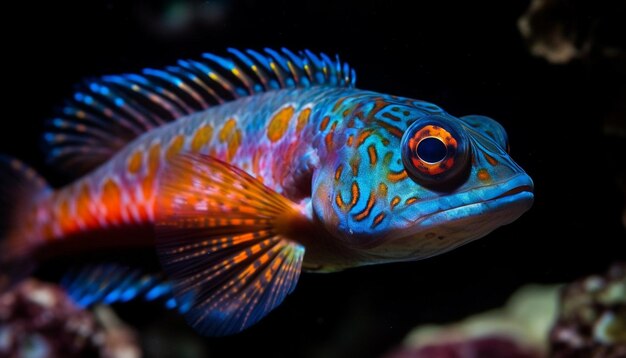 Photo joli poisson clown nageant dans un récif sous-marin multicolore vibrant généré par l'intelligence artificielle