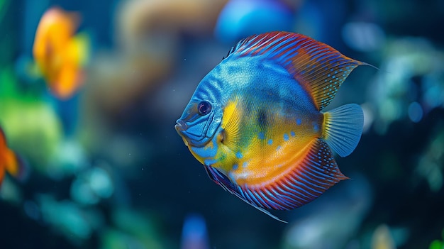 un joli poisson disque dans l'aquarium