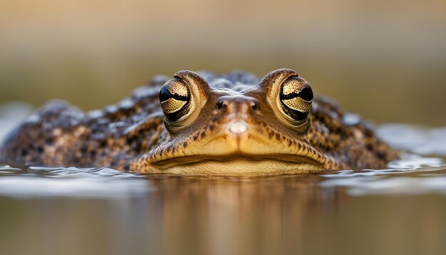 Photo joli portrait d'un crapaud commun dans l'eau